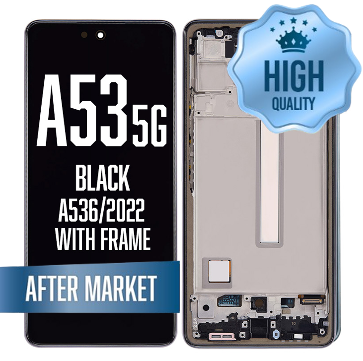 OLED Assembly (6.46") For Samsung Galaxy A53 5G (A536 / 2022)  with Frame - Black (Aftermarket - OLED)
