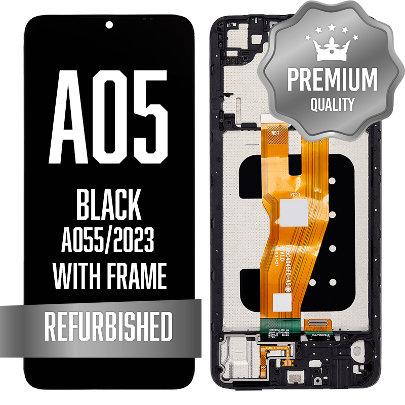 LCD Assembly with Frame for  Galaxy A05 (A055 / 2023) - Black (Premium/Refurbished)