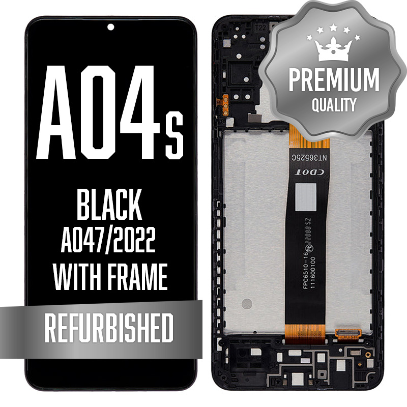 LCD Assembly with Frame for  Galaxy A04S (A047 / 2022) - Black (Premium/Refurbished)
