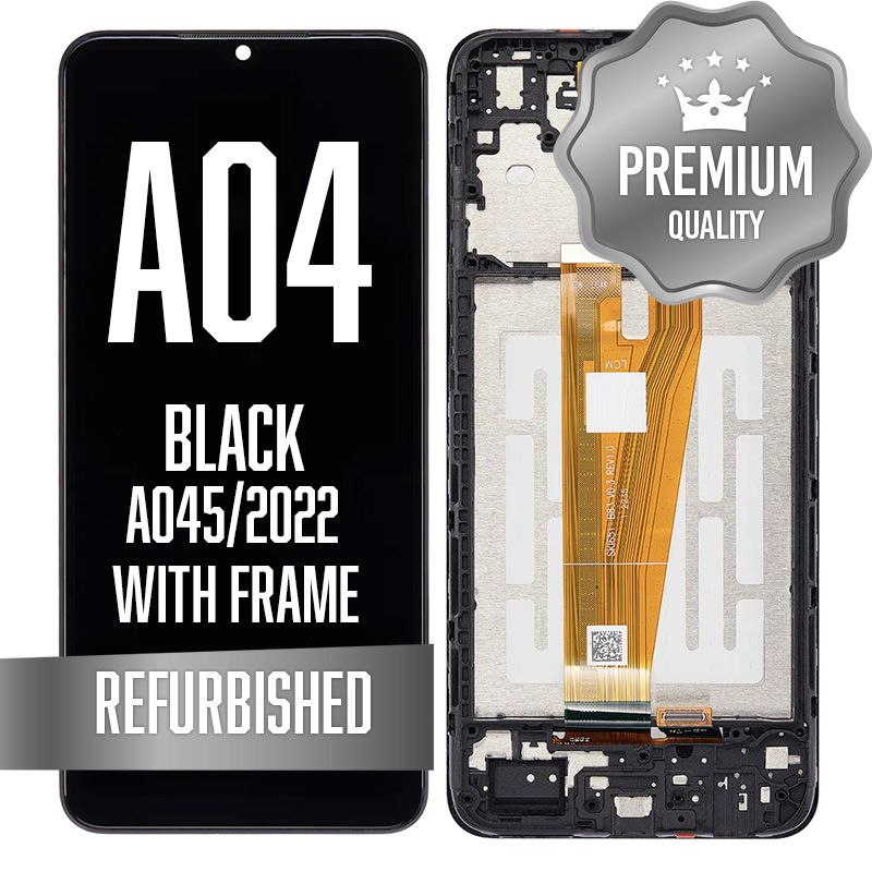 LCD Assembly with Frame for  Galaxy A04 (A045 / 2022) - Black (Premium/Refurbished)