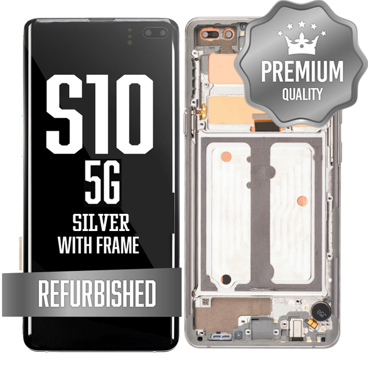 OLED Assembly for Samsung Galaxy S10 5G with Frame - Silver (Refurbished)