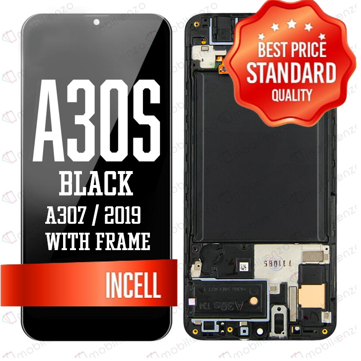 LCD Assembly for Galaxy A30S (A307 / 2019) with Frame - Black (Standart Quality / INCELL)