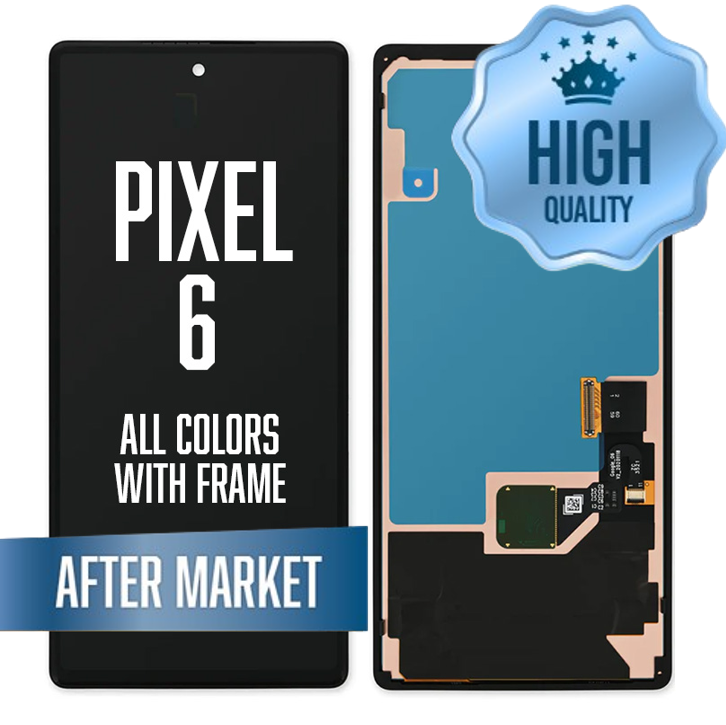 LCD Assembly for Google Pixel 6 with frame - without fingerprint sensor - Black (Premium / After Market Plus)