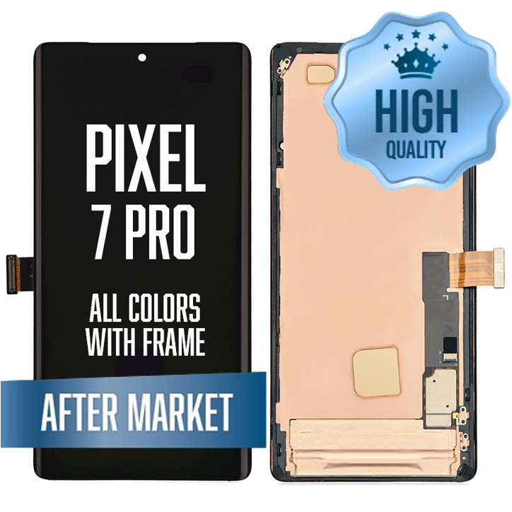 OLED Assembly for Google Pixel 7 Pro with frame - without fingerprint sensor - Black (High Quality / Aftermarket)