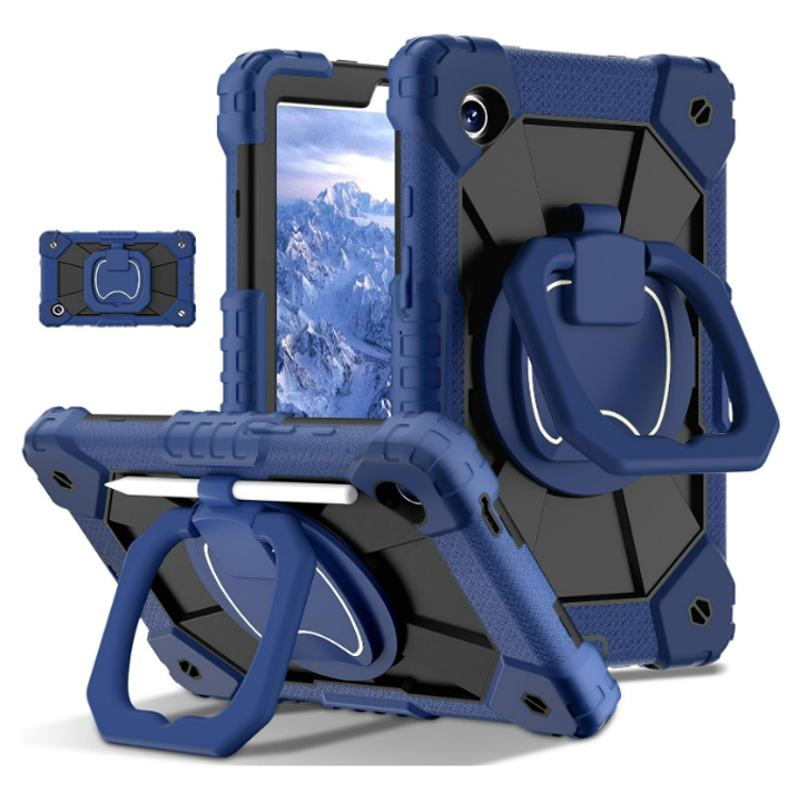 Heavy Duty Rugged Case with Rotating Handle for iPad 9,7" (iPad 6/ 5 - Air 2 / Air1 / Pro 9,7) - Navy Blue