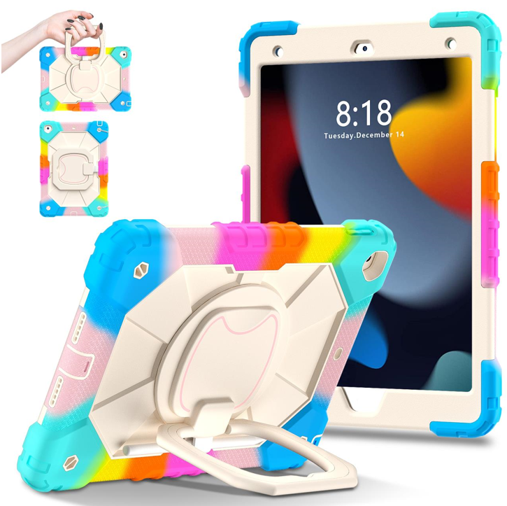 Heavy Duty Rugged Case with Rotating Handle for iPad 9,7" (iPad 6/ 5 - Air 2 / Air1 / Pro 9,7) - Colorful