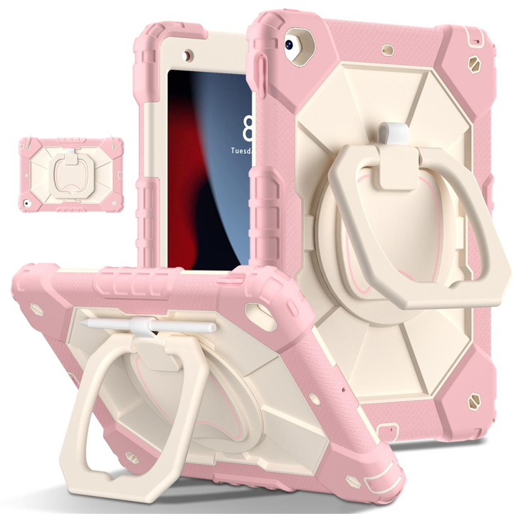 Heavy Duty Rugged Case with Rotating Handle for iPad 9,7" (iPad 6/ 5 - Air 2 / Air1 / Pro 9,7) - Rose Gold