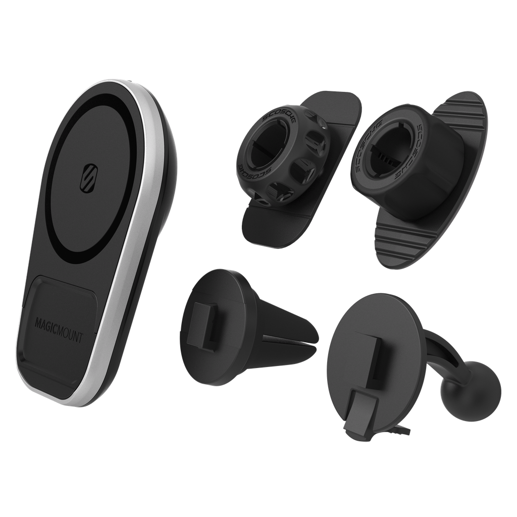 Scosche - Magicmount Pro Charge5 Wireless Charging Dash  /  Vent Mount - Black And Silver