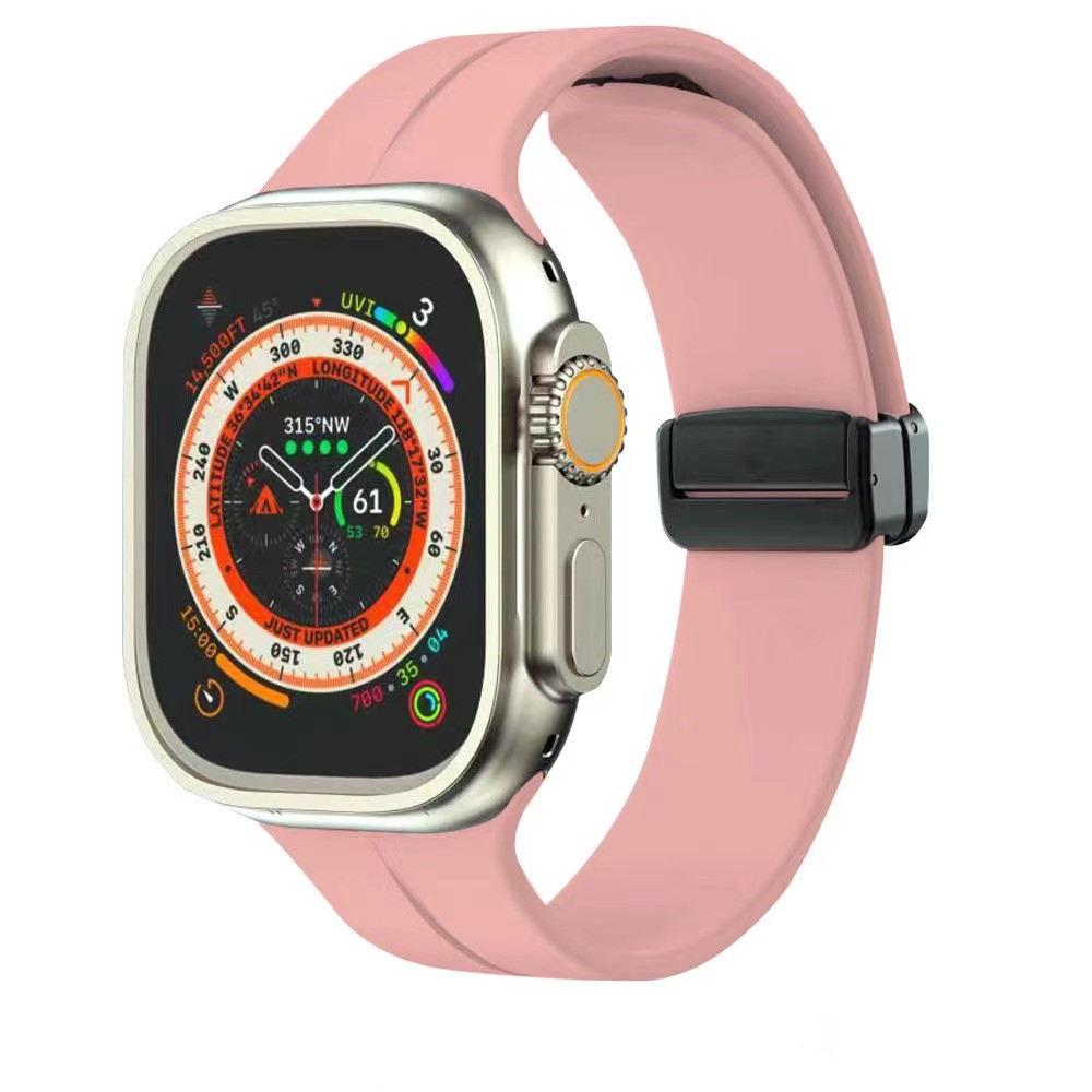 Magnetic Folding Buckle Silicone Strap Band for iWatch 38/40/41mm - Pink