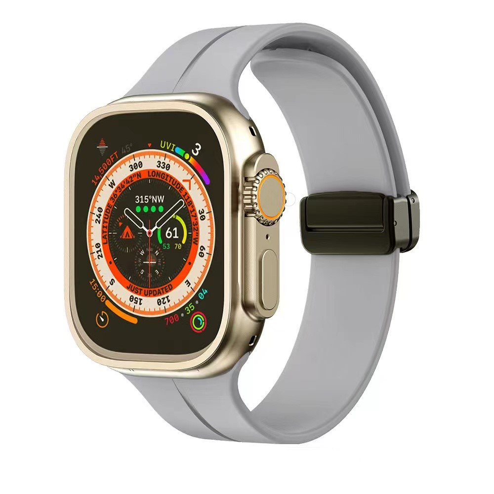 Magnetic Folding Buckle Silicone Strap Band for iWatch 38/40/41mm - Gray