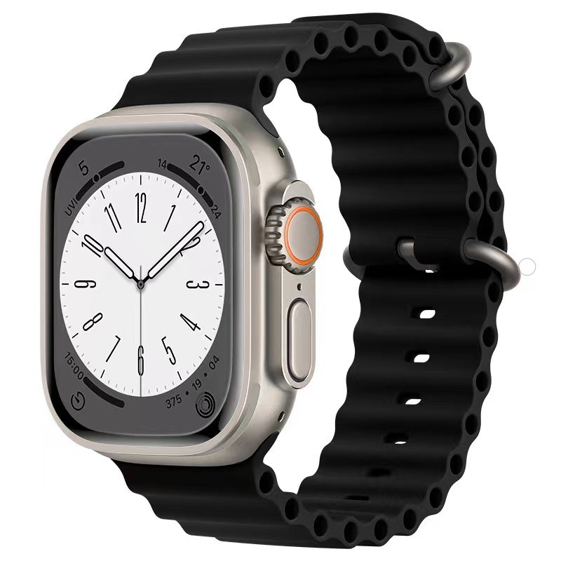 Silicone Ocean Band for iWatch 38/40/41mm - Black