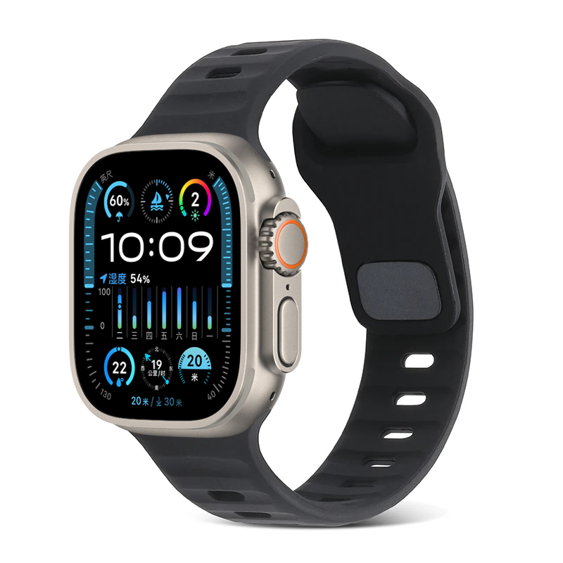 Trendy Square Buckle Band for iWatch 42/44/45/49mm - Black