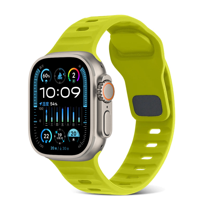 Trendy Square Buckle Band for iWatch 42/44/45/49mm - Fluorescent Green