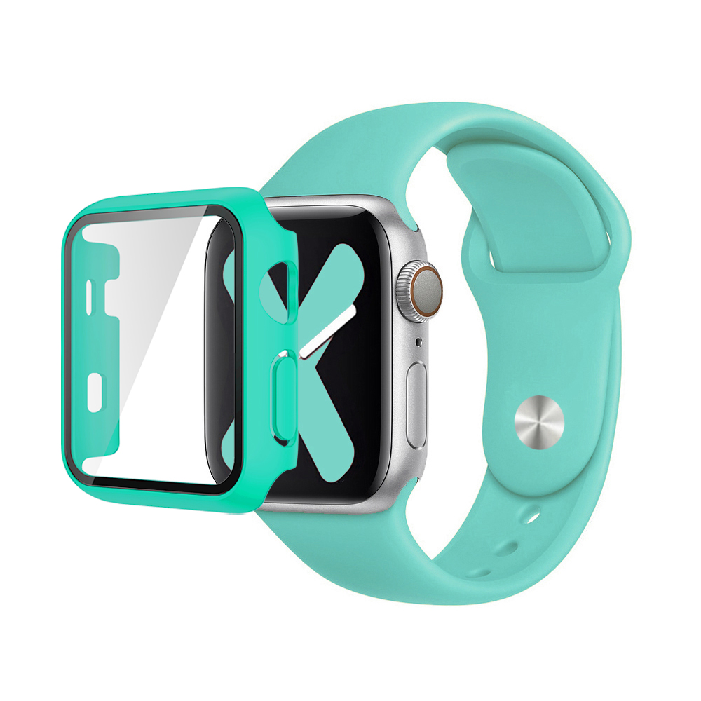 Premium Silicone Band & Bumper w/Tempered Glass iWatch 42mm - Green