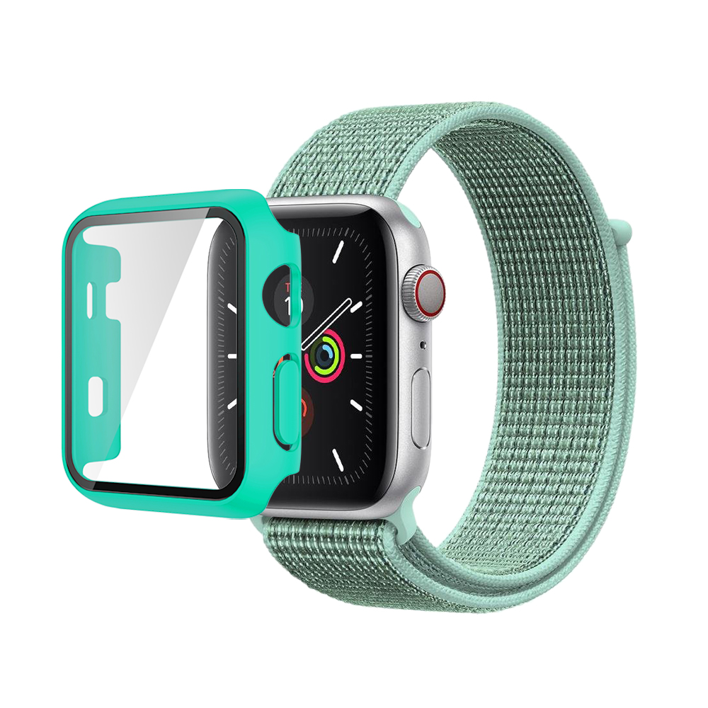 N-Loop Weave Band & Bumper w/Tempered Glass For iWatch 38mm - Green