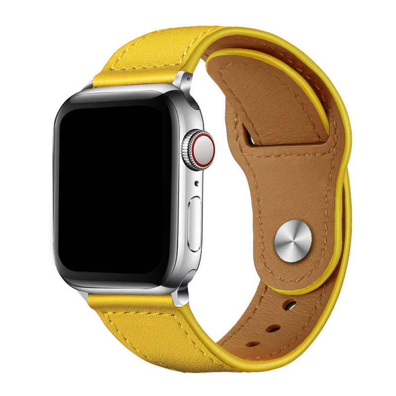 Leather Band with Reverse Buckle for iWatch 38/40/41mm - Yellow