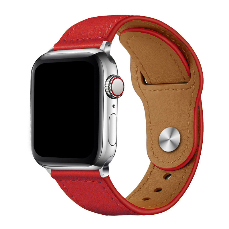Leather Band with Reverse Buckle for iWatch 38/40/41mm - Red