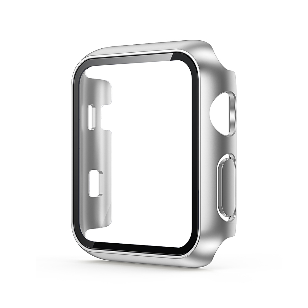 Hard PC Case with Tempered Glass For iWatch 38mm - Silver