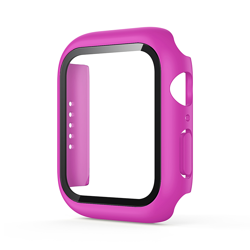 Hard PC Case with Tempered Glass For iWatch 45mm - Hot Pink