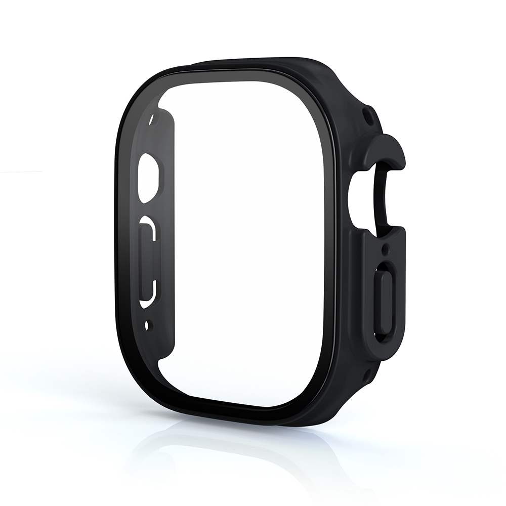 Hard PC Case with Tempered Glass For iWatch 49mm - Black