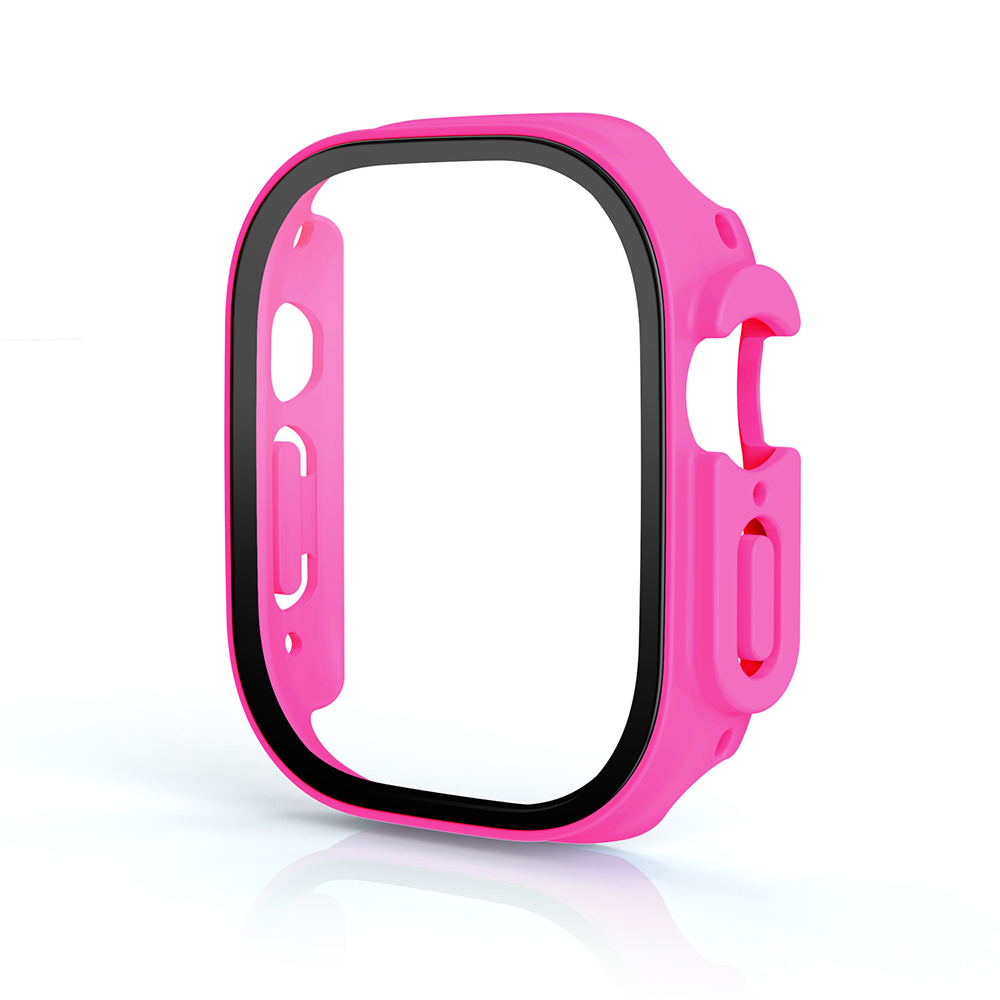 Hard PC Case with Tempered Glass For iWatch 49mm - Hot Pink