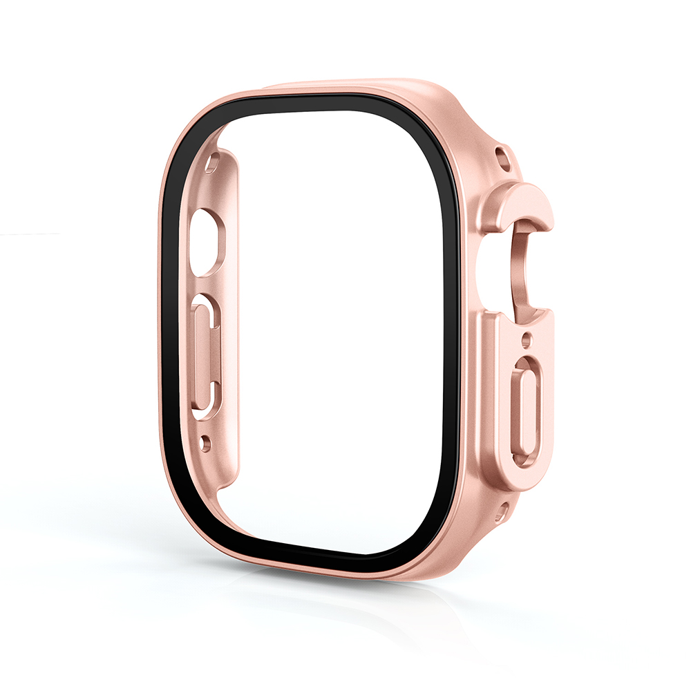 Hard PC Case with Tempered Glass For iWatch 49mm - Rose Gold