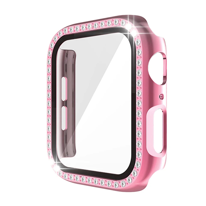 Diamond Hard PC Case w/Tempered Glass For iWatch 41mm - Rose Gold