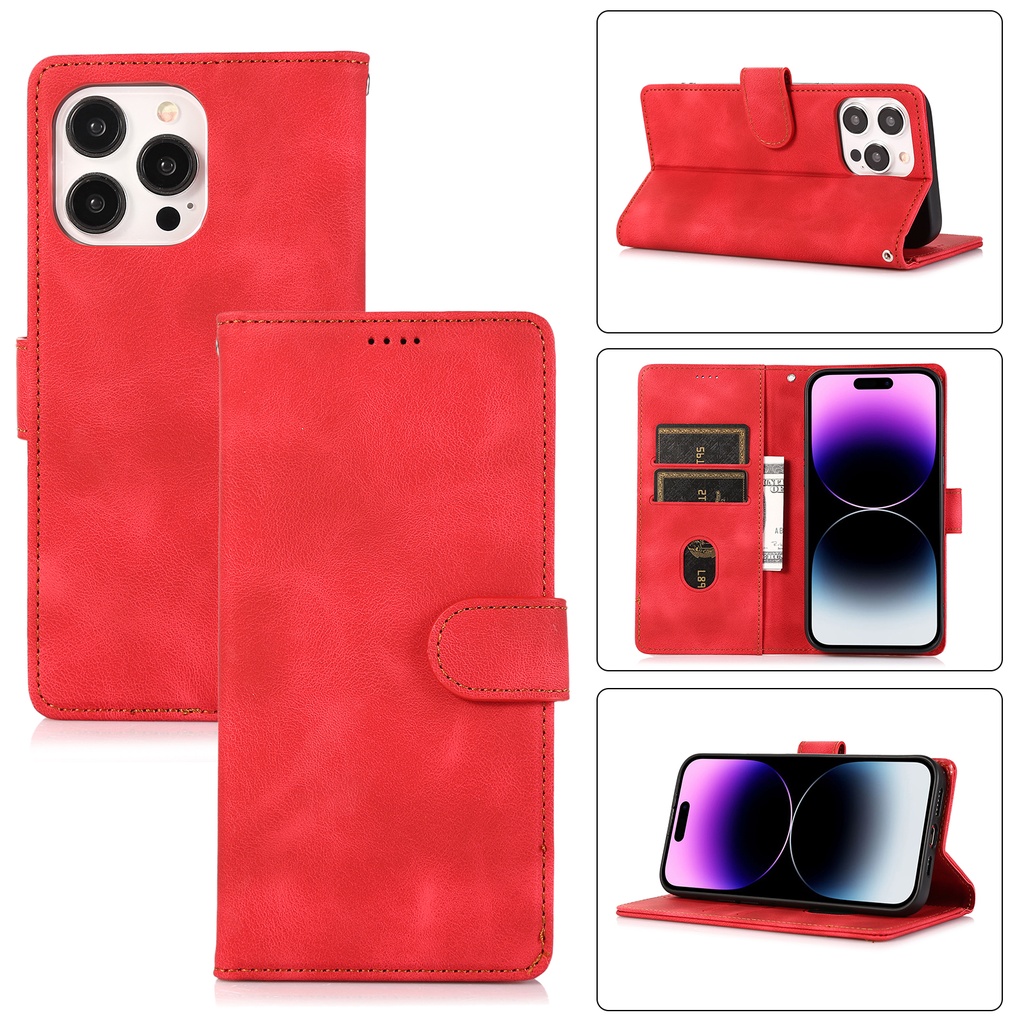 Handy Stylish Wallet Case for iPhone 15 - Red