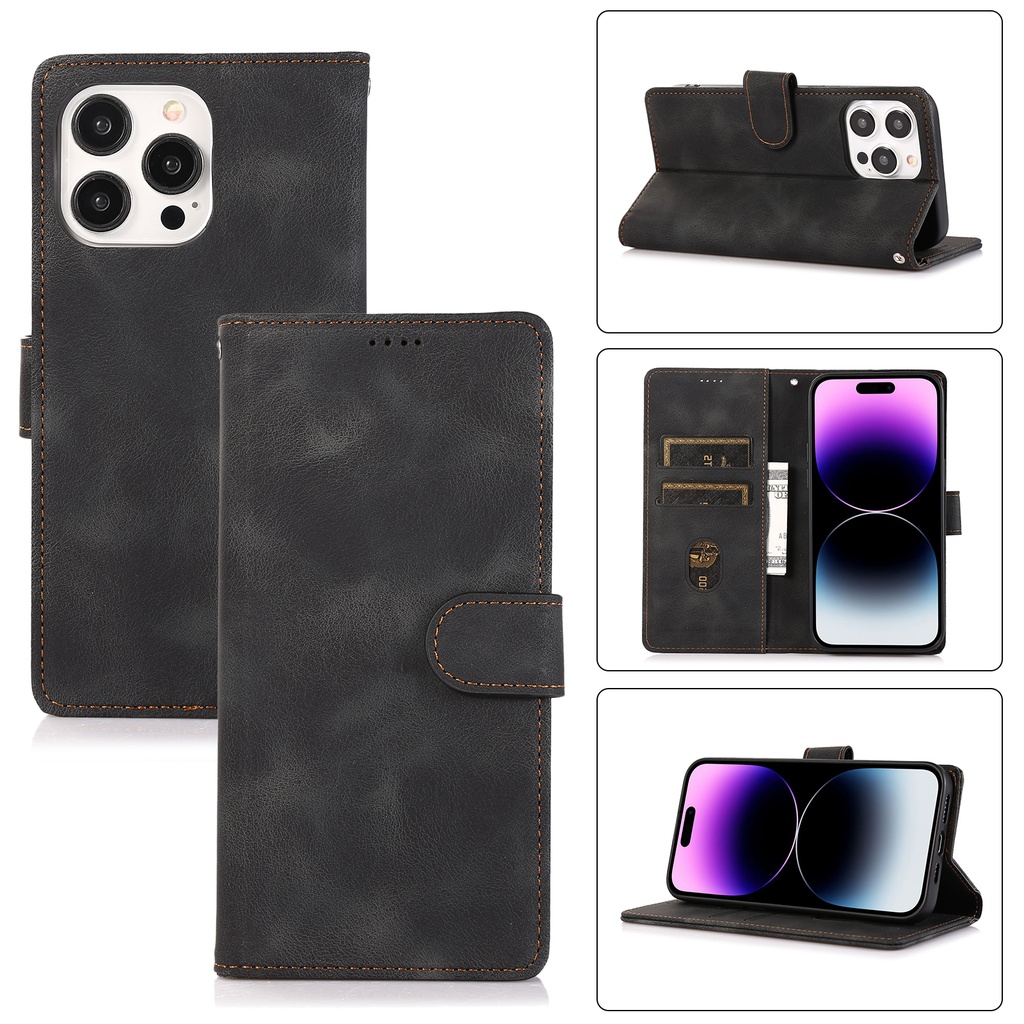 Handy Stylish Wallet Case for iPhone 16e / 14 / 13  - Black