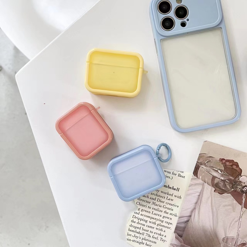 Beautiful Solid Color TPU-PC Case for AirPods (1st & 2nd Gen) - Yellow