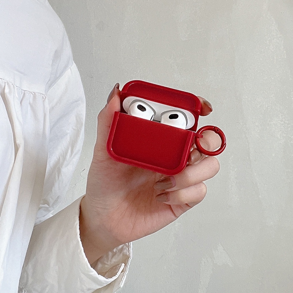 Beautiful Solid Color TPU-PC Case for AirPods  (3rd Gen) - Red