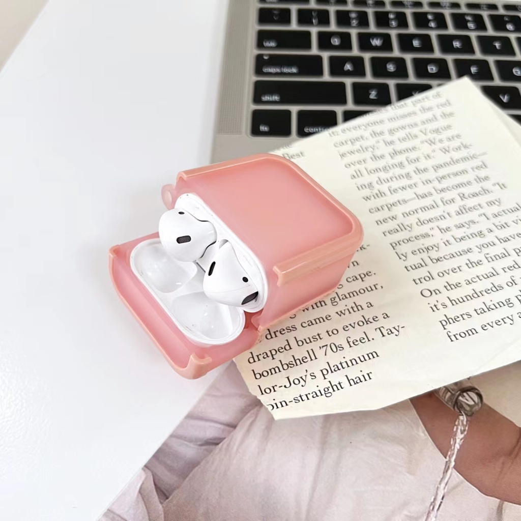 Beautiful Solid Color TPU-PC Case for AirPods  (3rd Gen) - Pink