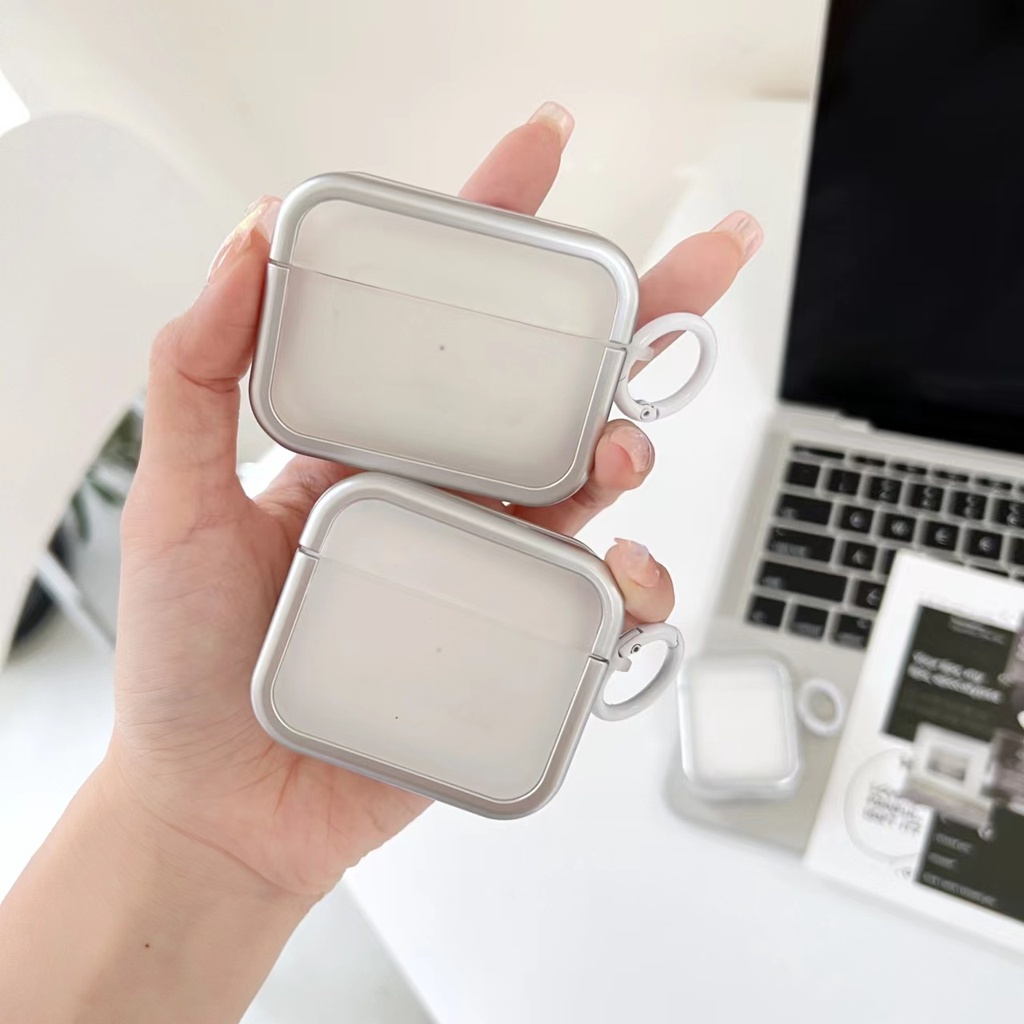 Beautiful Solid Color TPU-PC Case for AirPods  (3rd Gen) - Silver