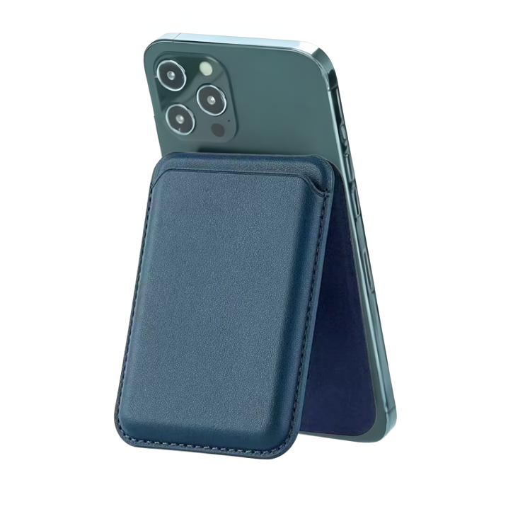 Premium Magnetic Leather Wallet and Stand - Dark Blue