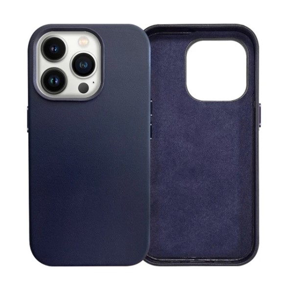 Leatherette Case with inner Magsafe for iPhone 15 Plus - Dark Blue
