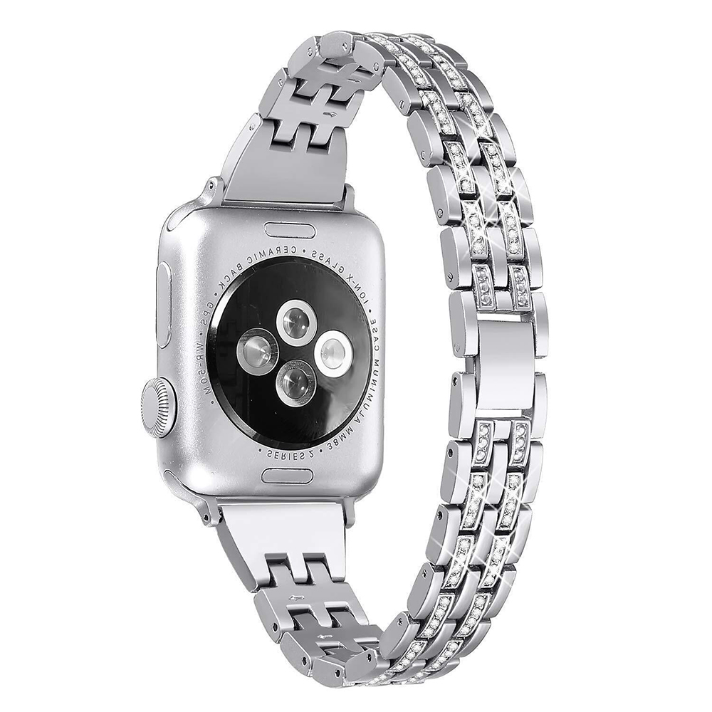 Diamond Studded Steel Band for iWatch 38/40/41mm - Silver