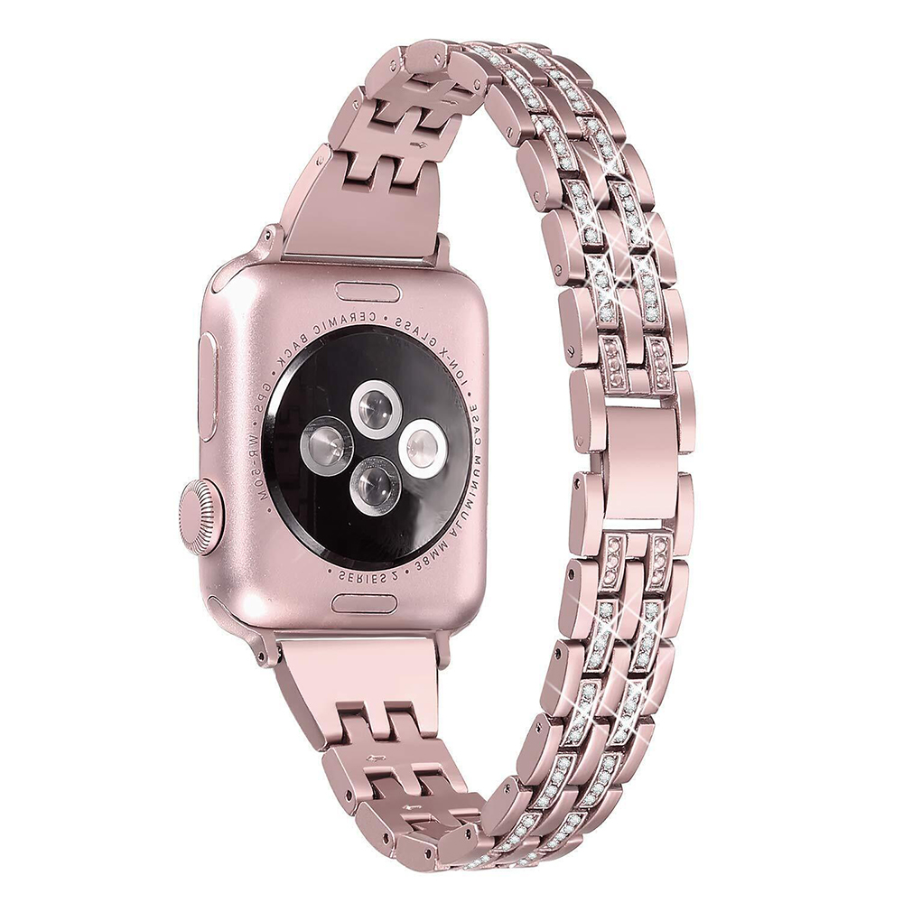 Diamond Studded Steel Band for iWatch 38/40/41mm - Rose Gold