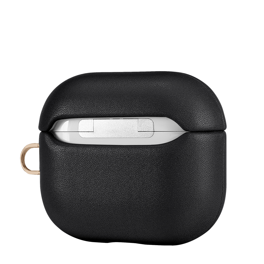 Leather (Imported Cowhide Fabric) Case for  for  AirPods Pro (1st Gen)- Black