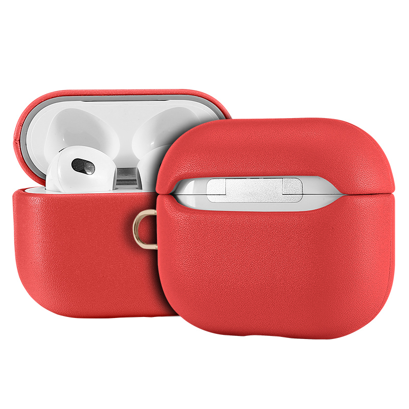 Leather (Imported Cowhide Fabric) Case for AirPods Pro (1st Gen) - Red