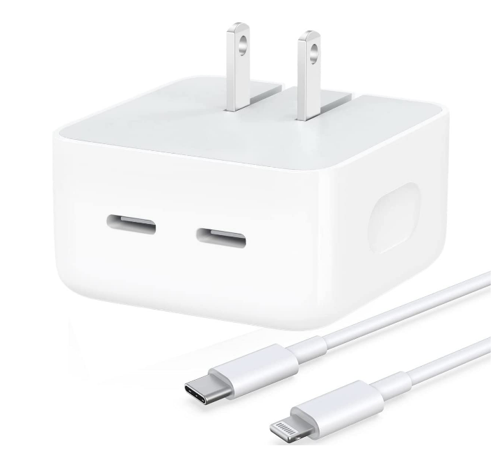 USB-C / PD Fast Charger / 35W Dual Power Adapter with USB-C to Lightning Cable