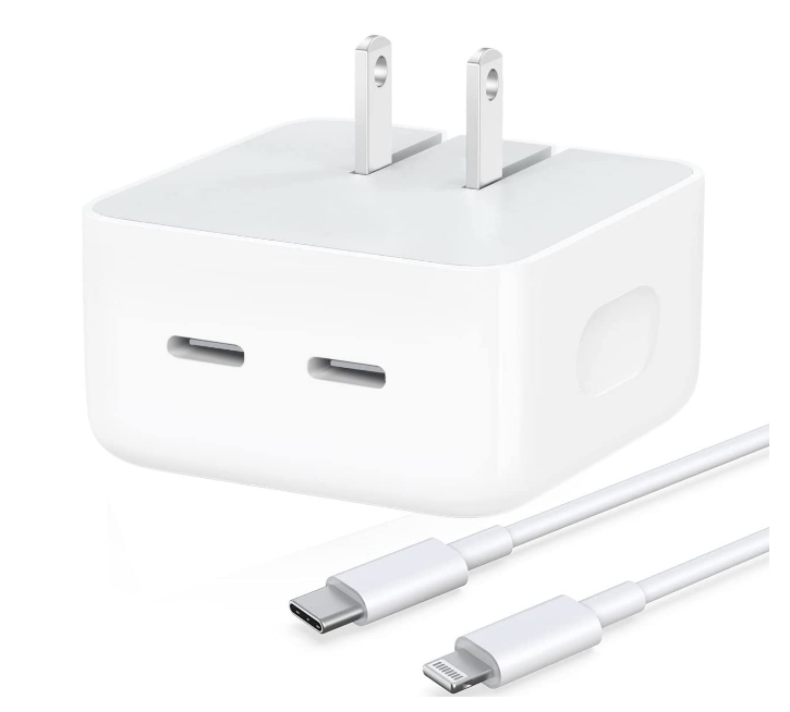 USB-C / PD Fast Charger / 35W Dual Power Adapter With USB-C to USB-L Cable (White)