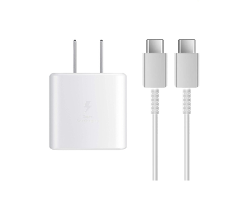 Super Fast Charger 25W Adapter With USB-C to USB-C Cable (White)