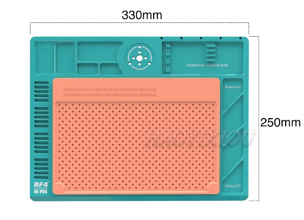 RF4 RF-PO4 Microscope Stand Base Heat Insulation Silicone Pad Microscope Fixed Base Phone PCB Soldering Repair Platform (330*250 mm.)