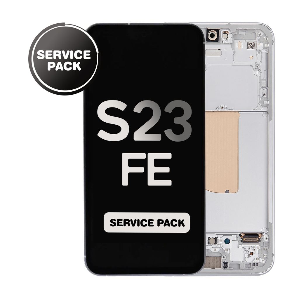 OLED Assembly for Samsung Galaxy S23 FE (S711) with Frame - White/Cream (Service Pack)