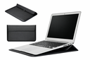 PU Leather Sleve Case with Stand for Macbook 13 Inch - Black