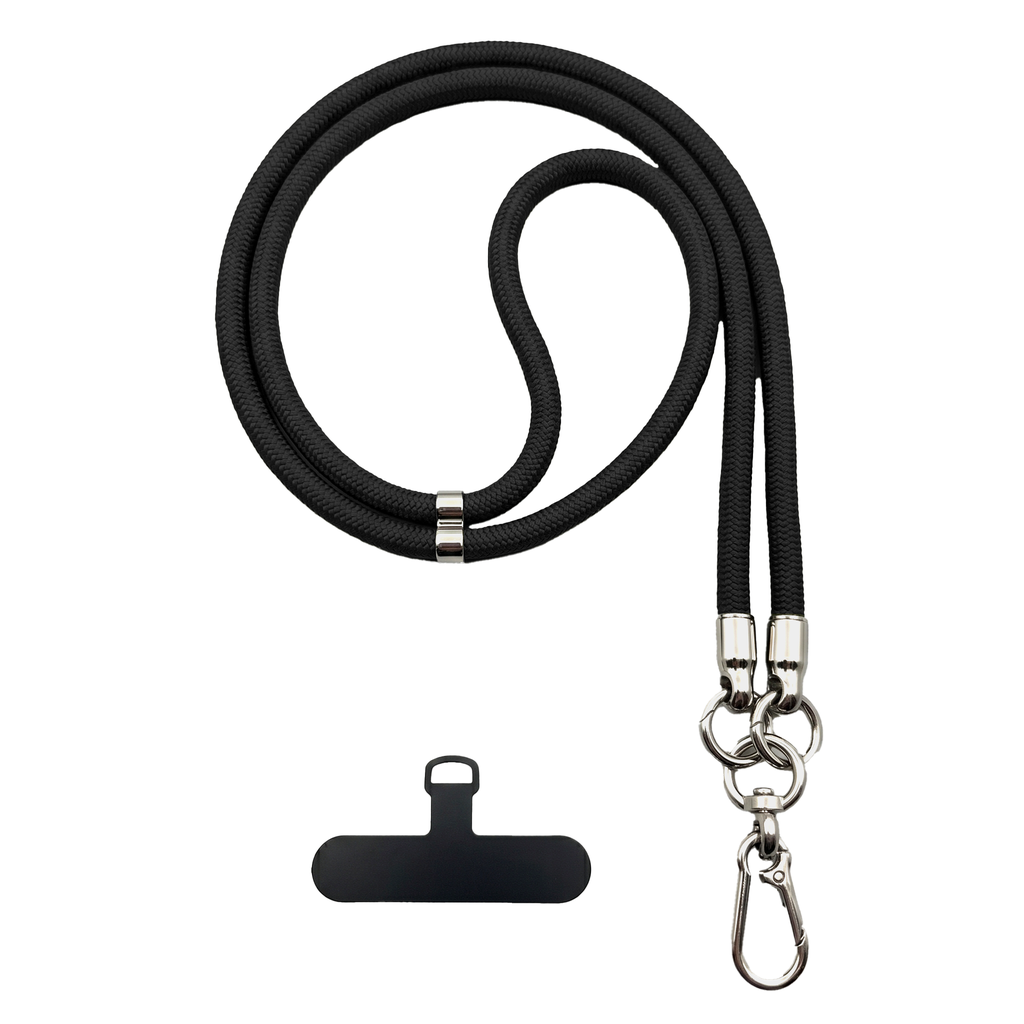 Adjustable Crossbody Lanyard Strap (8mm Thick) - Black