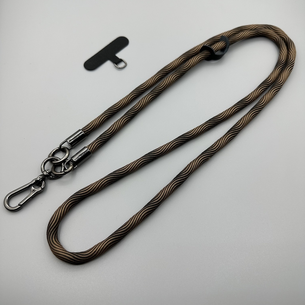 Adjustable Crossbody Lanyard Strap (8mm Thick) - Brown Wave