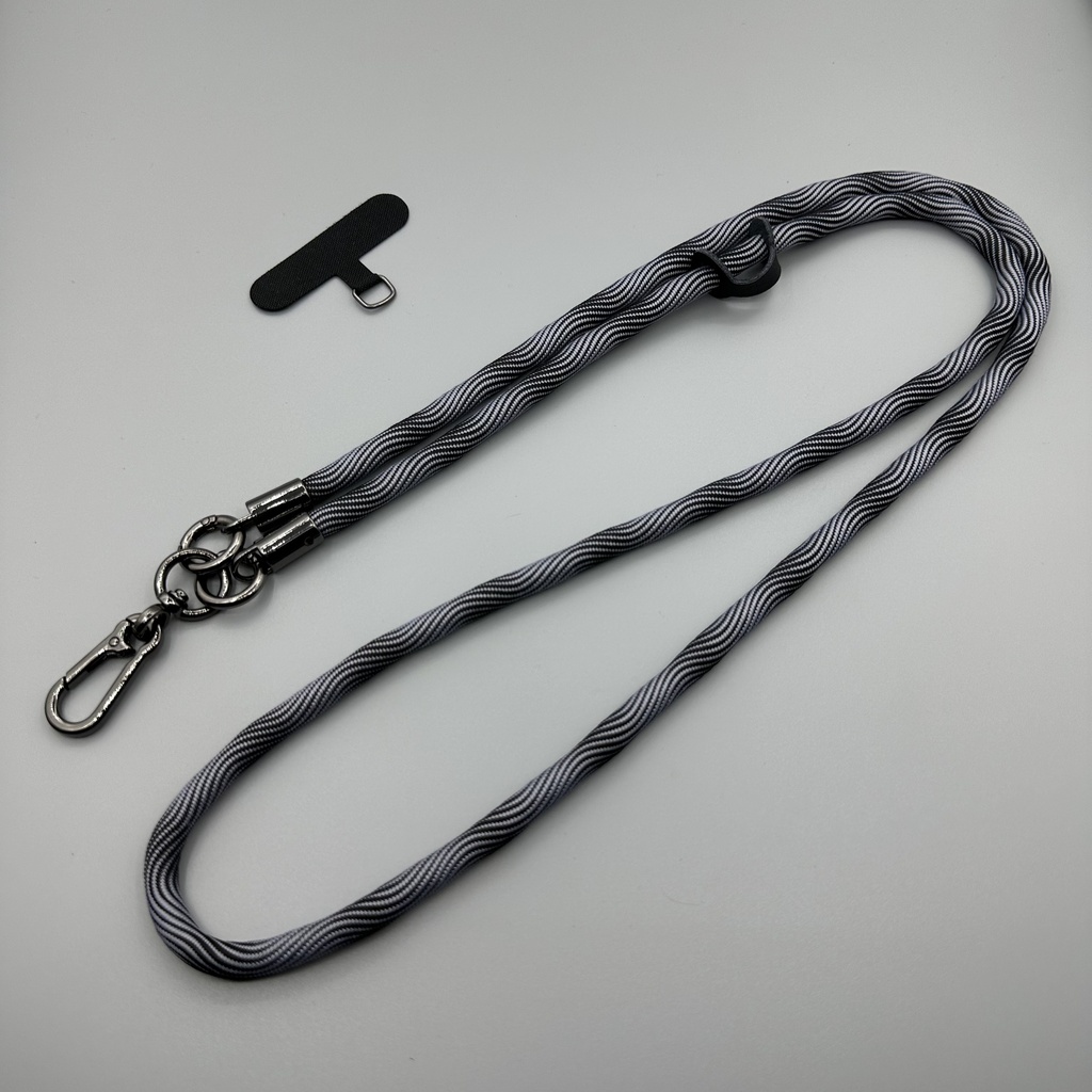 Adjustable Crossbody Lanyard Strap (8mm Thick) - Gray Wave