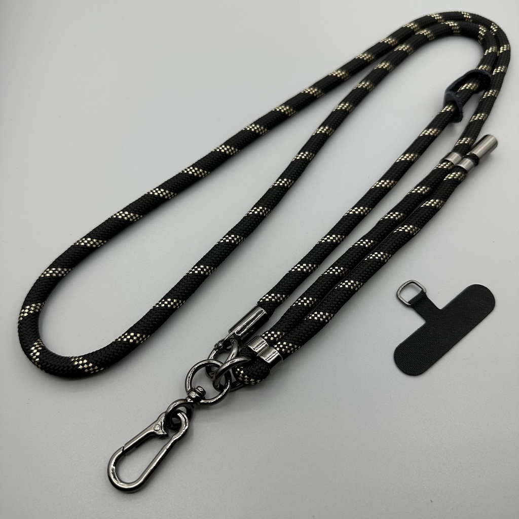 Adjustable Crossbody Lanyard Strap (8mm Thick) - Black Wave