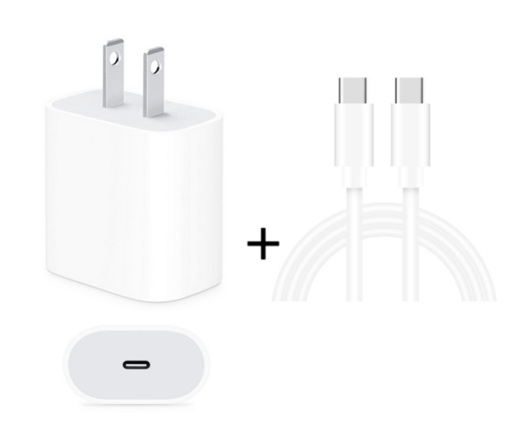 PD Fast Charger  20W Power Adapter With USB-C to USB-C Cable (3 ft) (White)